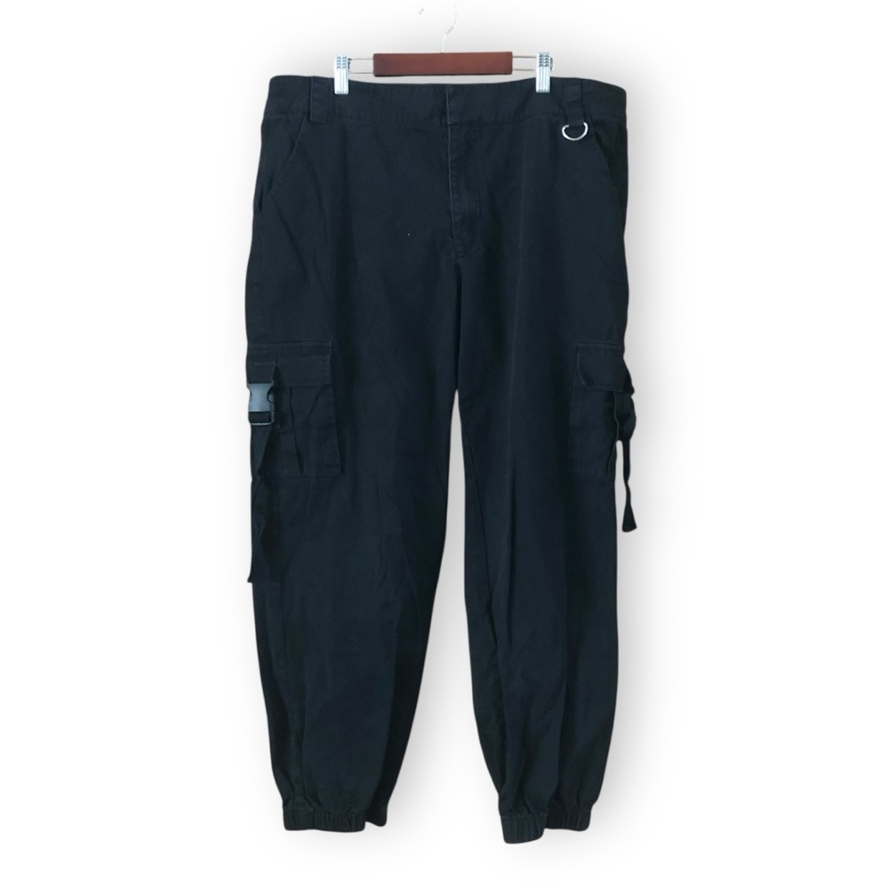 Poster Girl Black Buckle Pocket Cargo Jogger Pants Goth Emo Alternative Size XXL